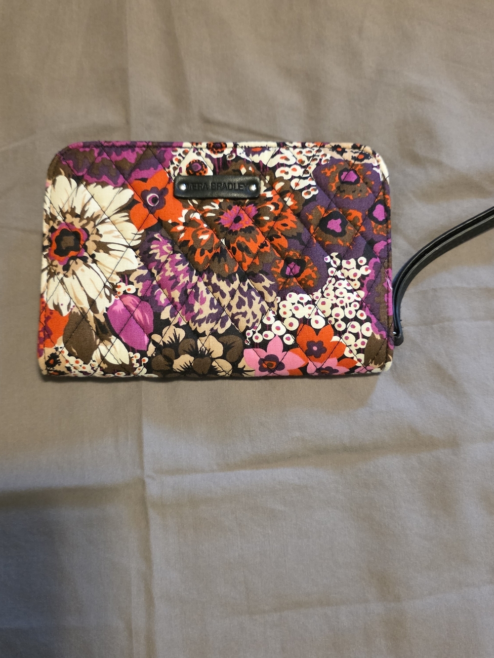 Vera Bradley Purple Floral Quilted Wristlet Wallet